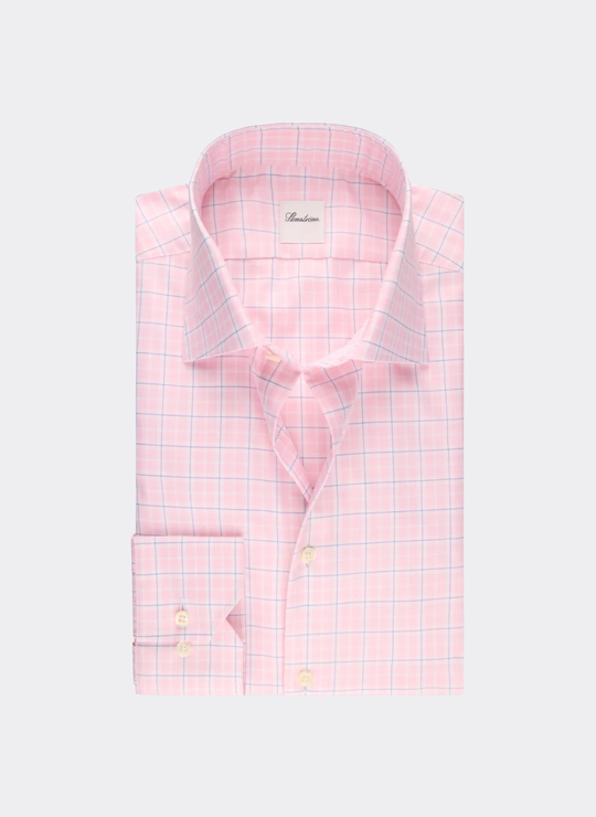 Stenströms Light pink Checked Twill Shirt