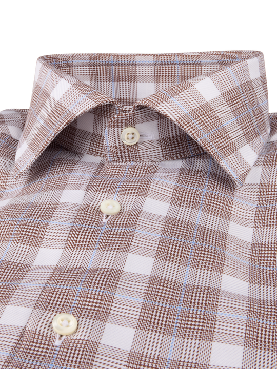 Brown Checked Twill Shirt