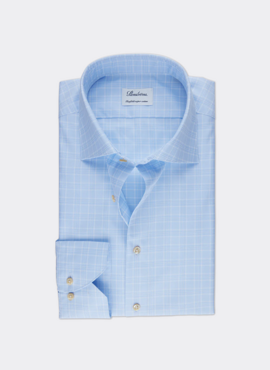 Stenströms Light Blue Checked Twill Shirt