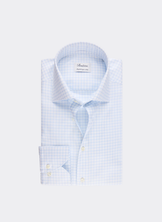 Stenströms Light Blue Checked Twill Shirt