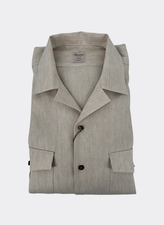 Stenströms Tan Herringbone Overshirt