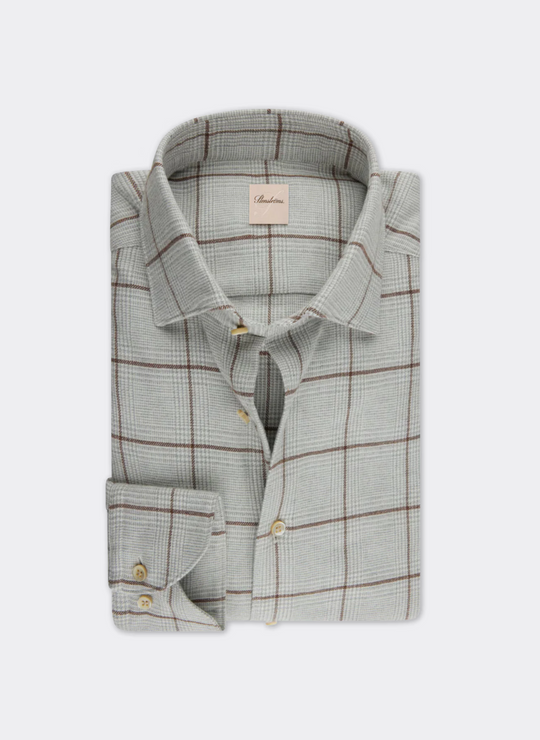 Stenströms Light grey Checked Flannel Shirt