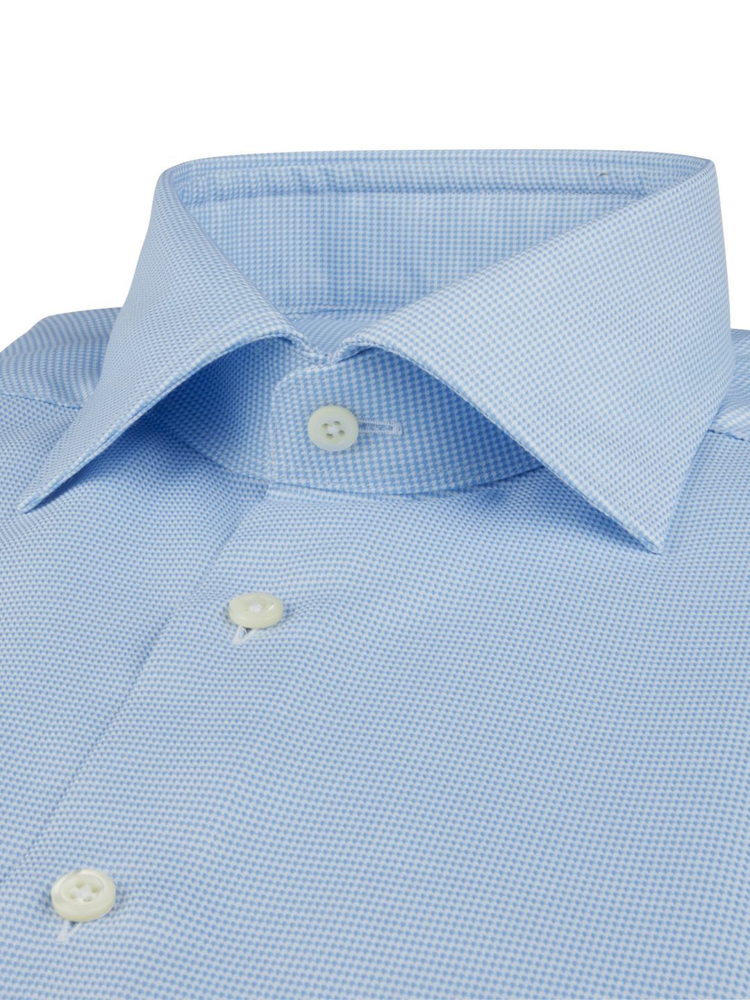 Light Blue Houndstooth Twill Shirt