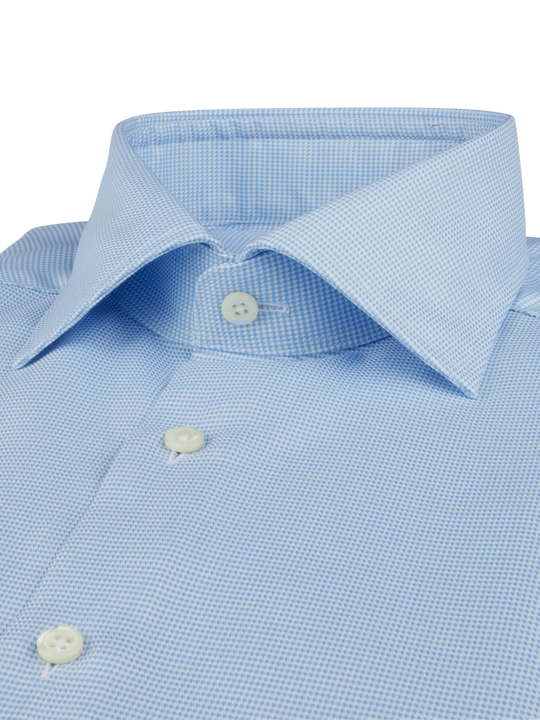 Light Blue Houndstooth Twill Shirt
