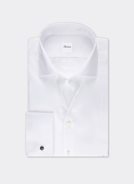 White Twill Shirt with French Cuff