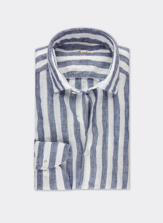 Navy Striped Linen Shirt