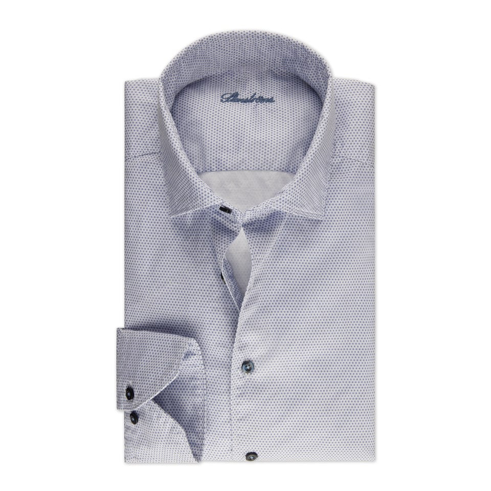 Stenströms Casual Blue Patterned Twill Shirt