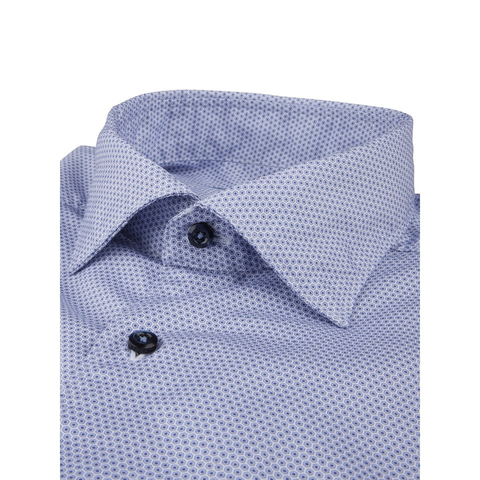 Stenströms Casual Blue Patterned Twill Shirt