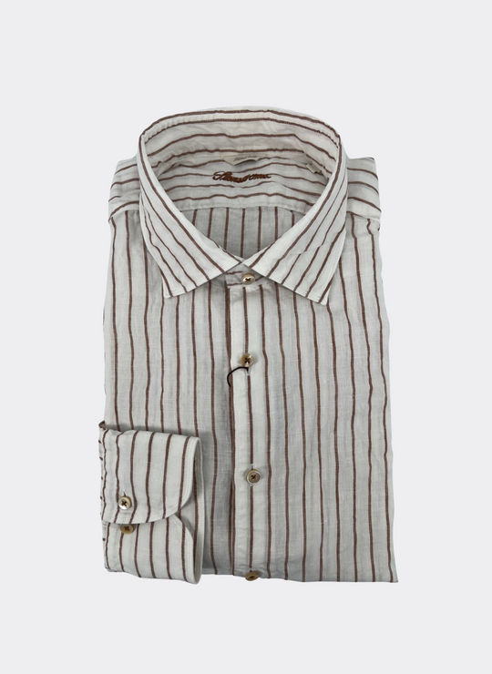 Stenströms Brown Striped Linen Shirt