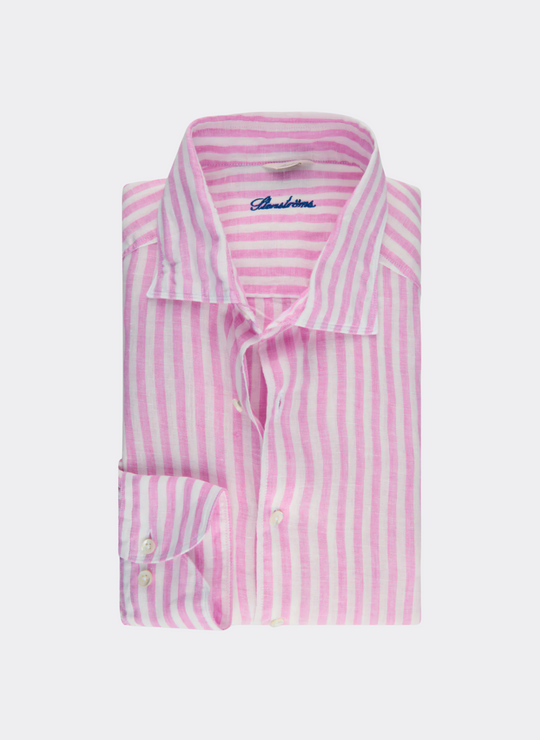 Stenströms Dark Pink Striped Linen Shirt