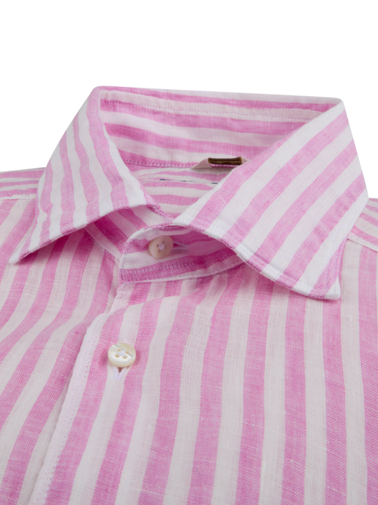 Stenströms Dark Pink Striped Linen Shirt