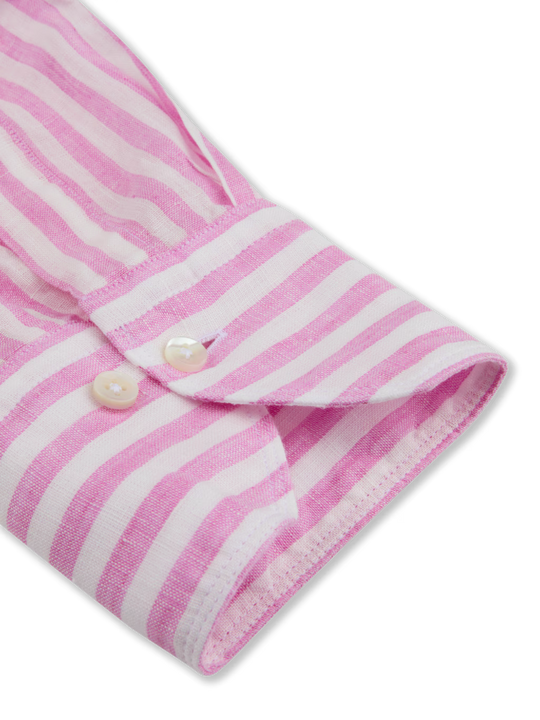 Stenströms Dark Pink Striped Linen Shirt