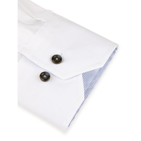 Stenströms White Shirt With Light Blue Stripe Contrast