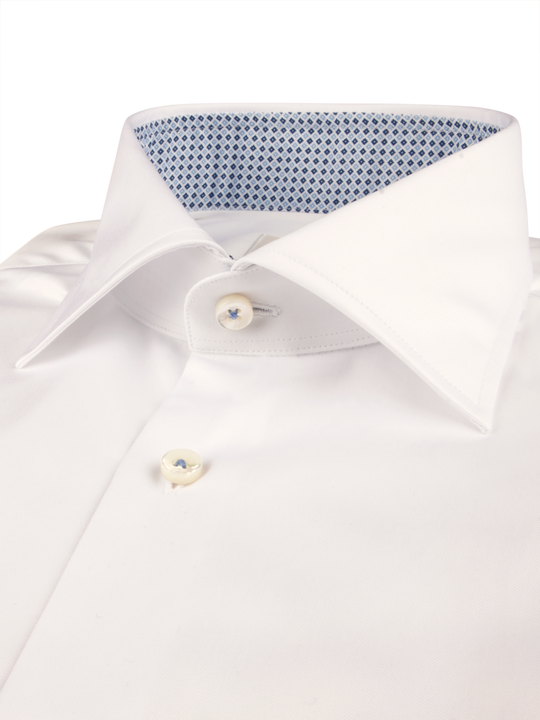 Stenströms White Geometric Contrast Twill Shirt