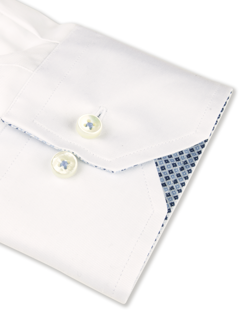 Stenströms White Geometric Contrast Twill Shirt