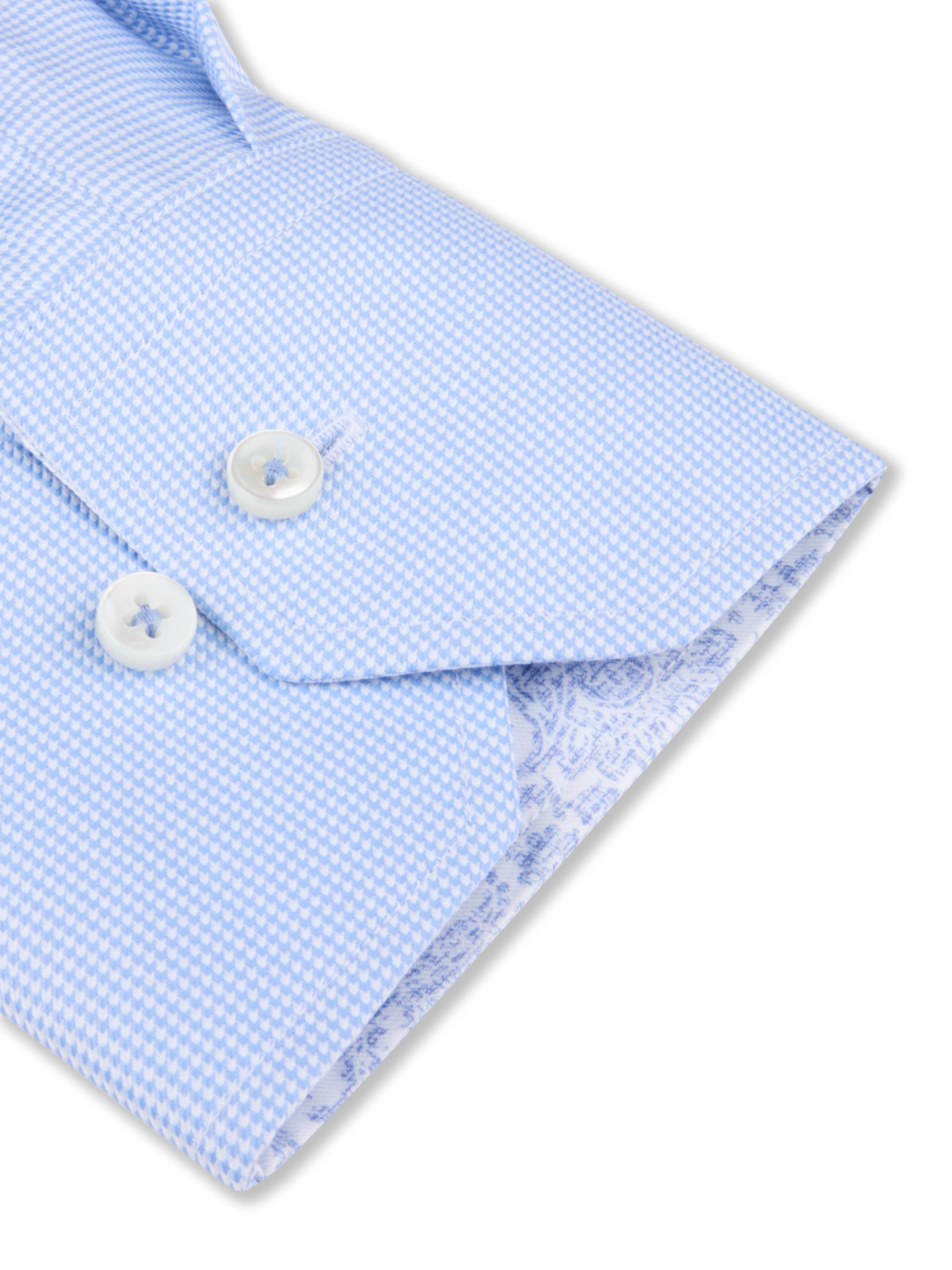 Stenströms Light blue Twill Shirt with Paisley Contrast Collar