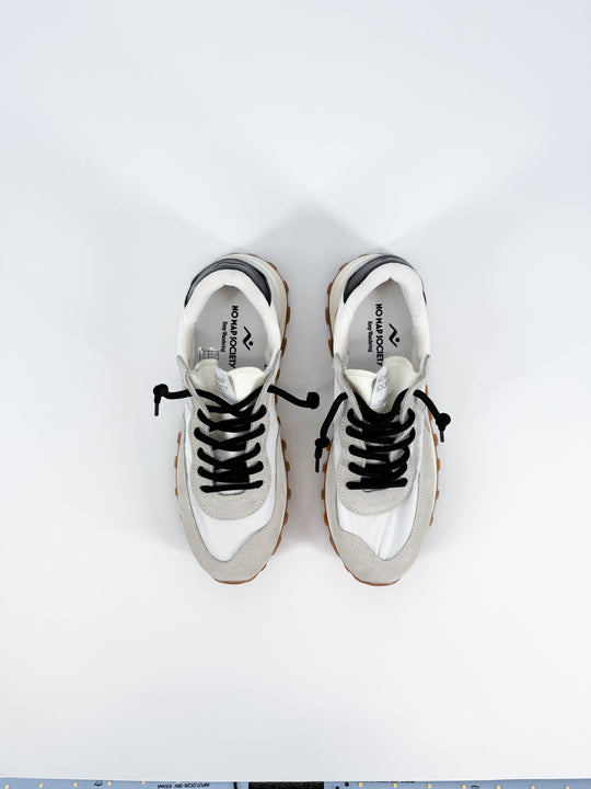 VELOCE Sprint White & Black Nylon and Leather Sneaker