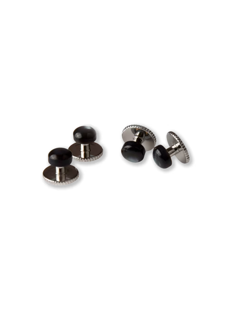 Stenströms Black Mother of Pearl Shirt Studs | Black | Solid | Men