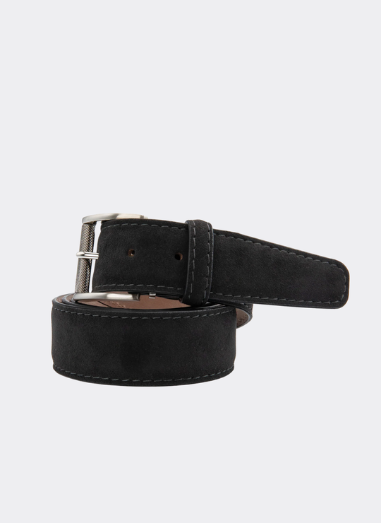 Alcantara Belt - Black w/ Grey Stitch