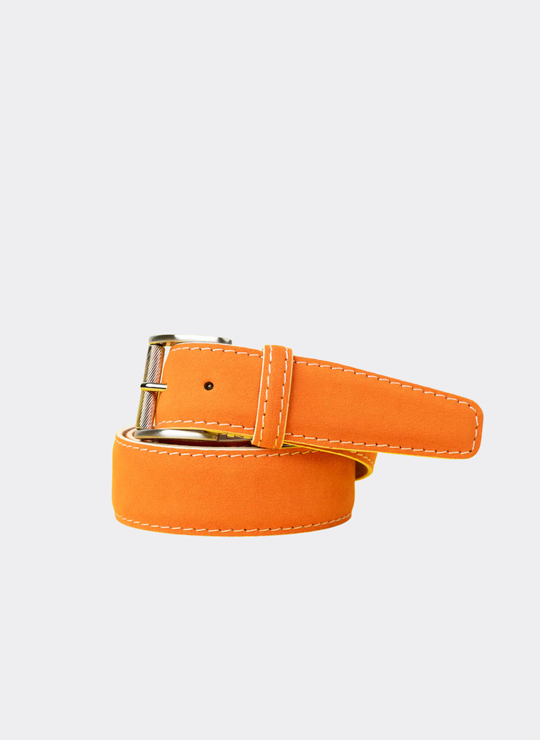 Alcantara Belt - Papaya w/ White Stitch