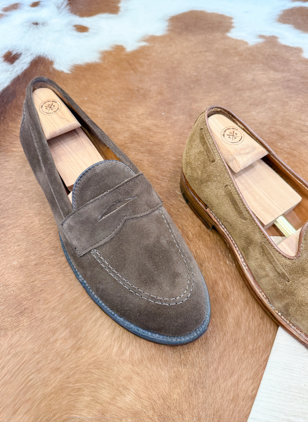Alden Suede Penny Loafer In Chocolate Brown