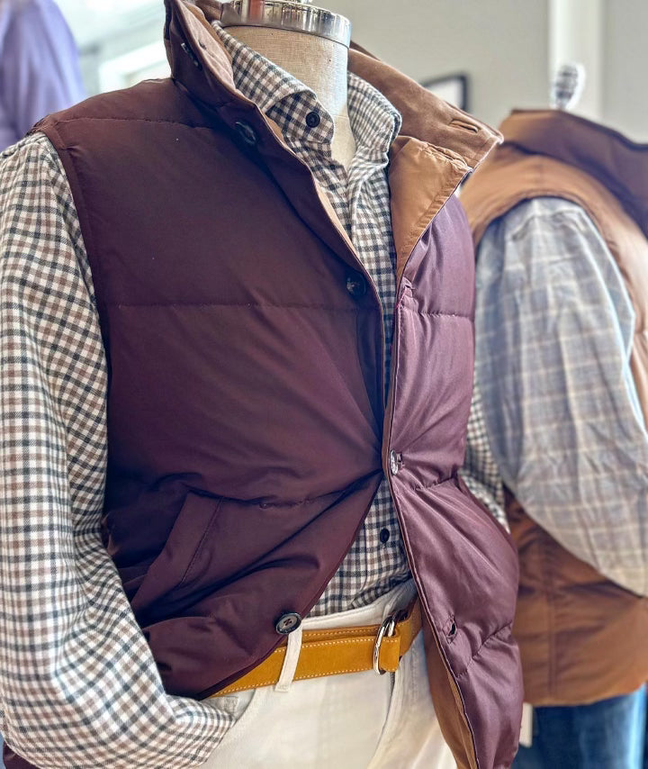 Luciano Barbera Maroon Quilted Vest