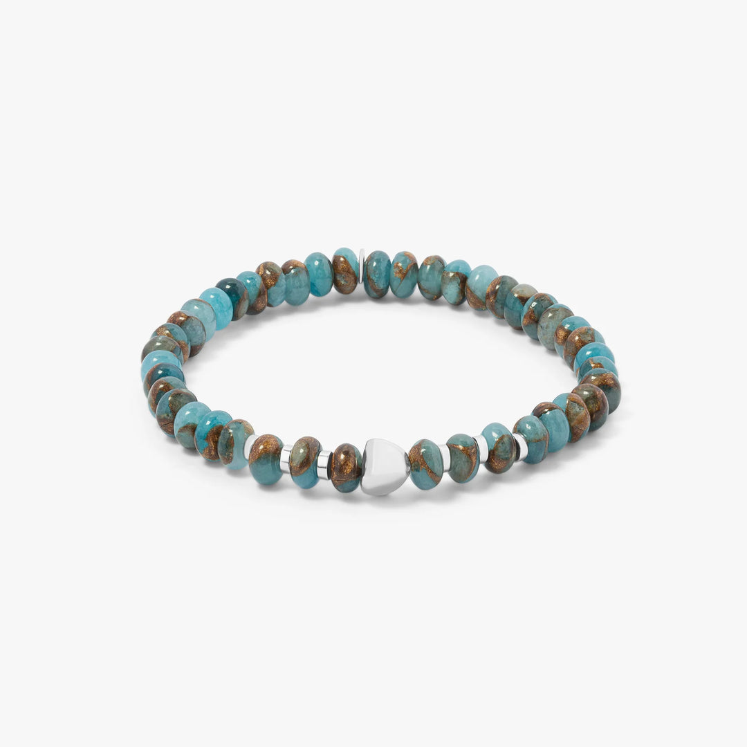 Nepal Nugget Beaded Bracelet In Blue Jasper With Sterling Silver