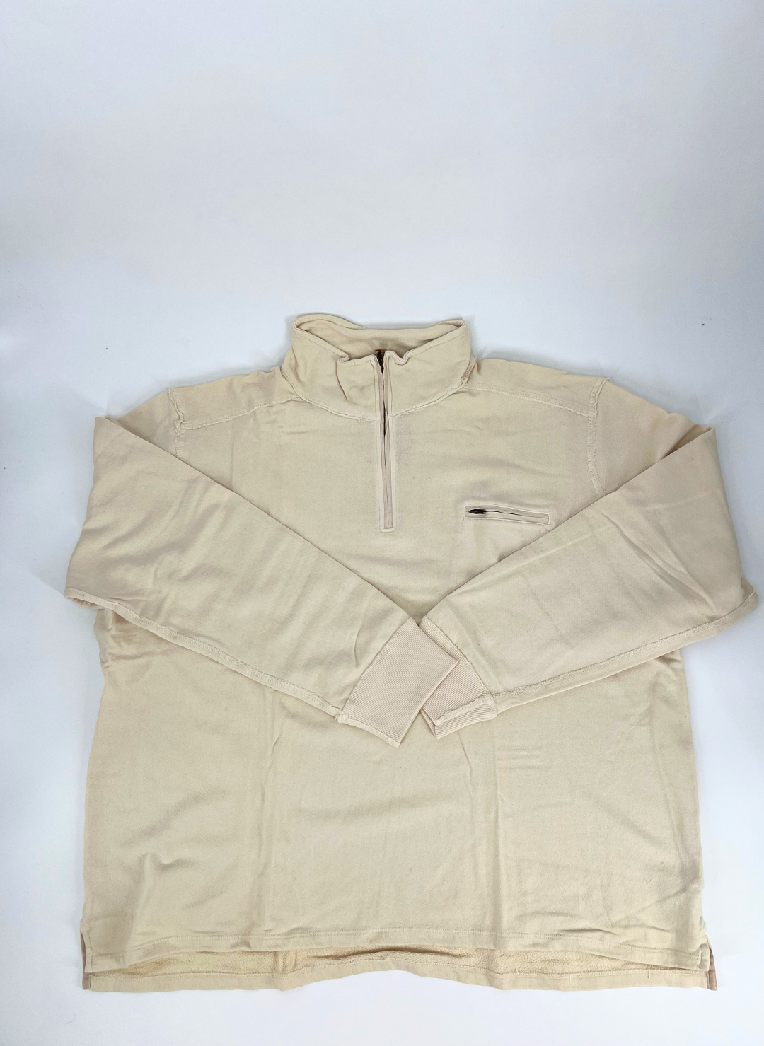 Cotton Q-Zip Sweater in Cream