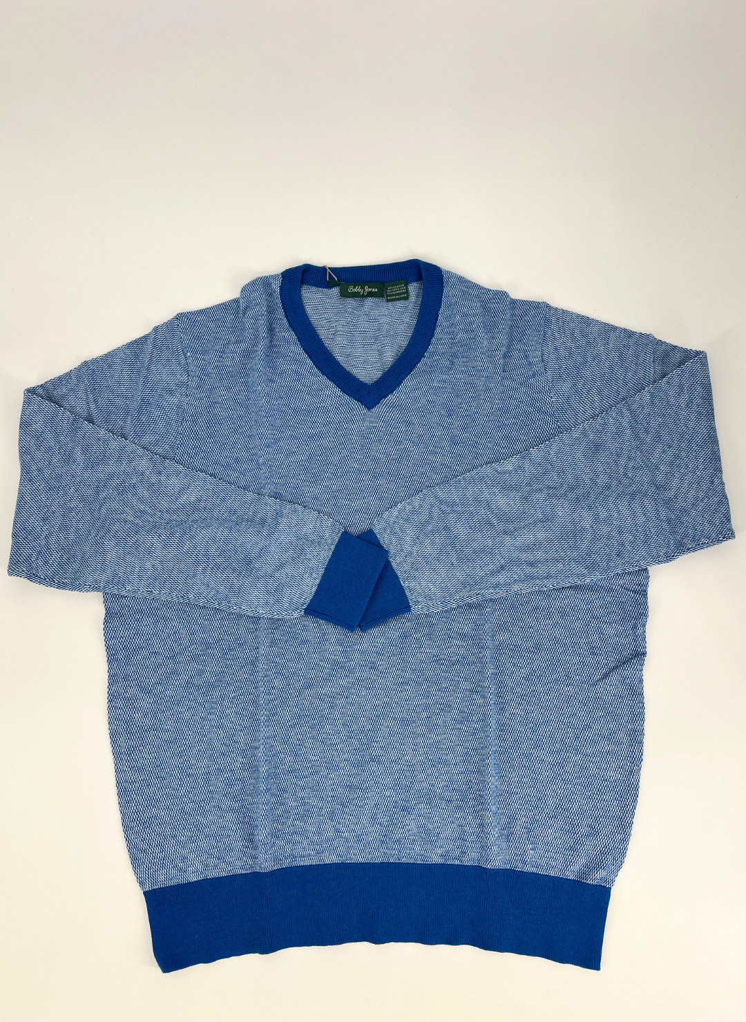 Cotton Silk V-Neck Sweater in Blue