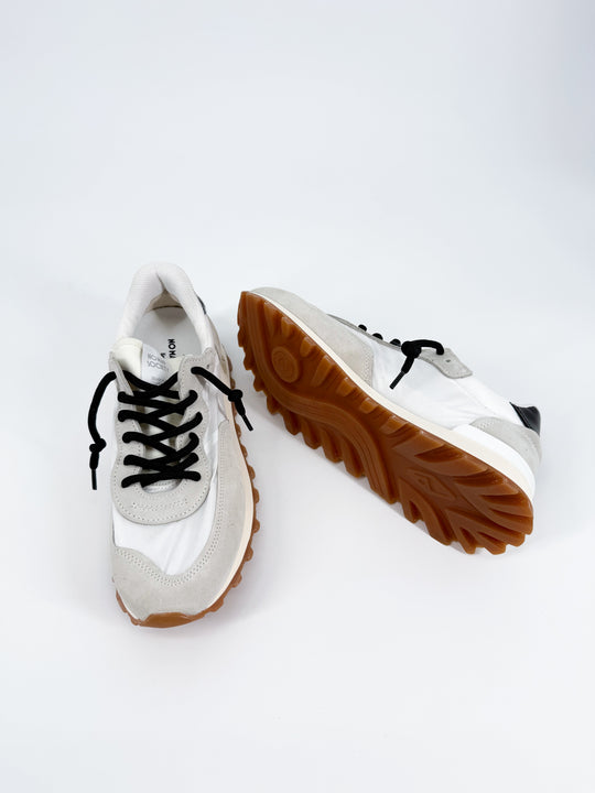 VELOCE Sprint White & Black Nylon and Leather Sneaker