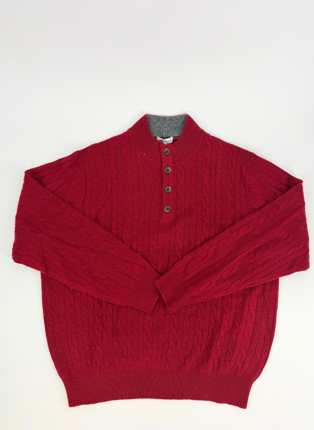 Wool Cable Knit Sweater in Red