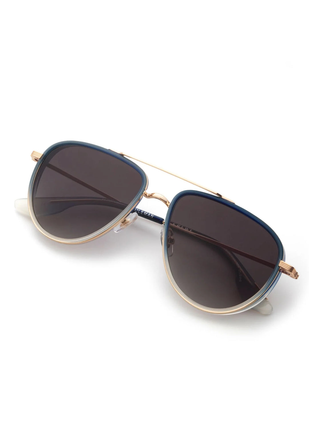 Krewe Coleman Sunglasses In 18K + Matte Indigo Fade + Gravity