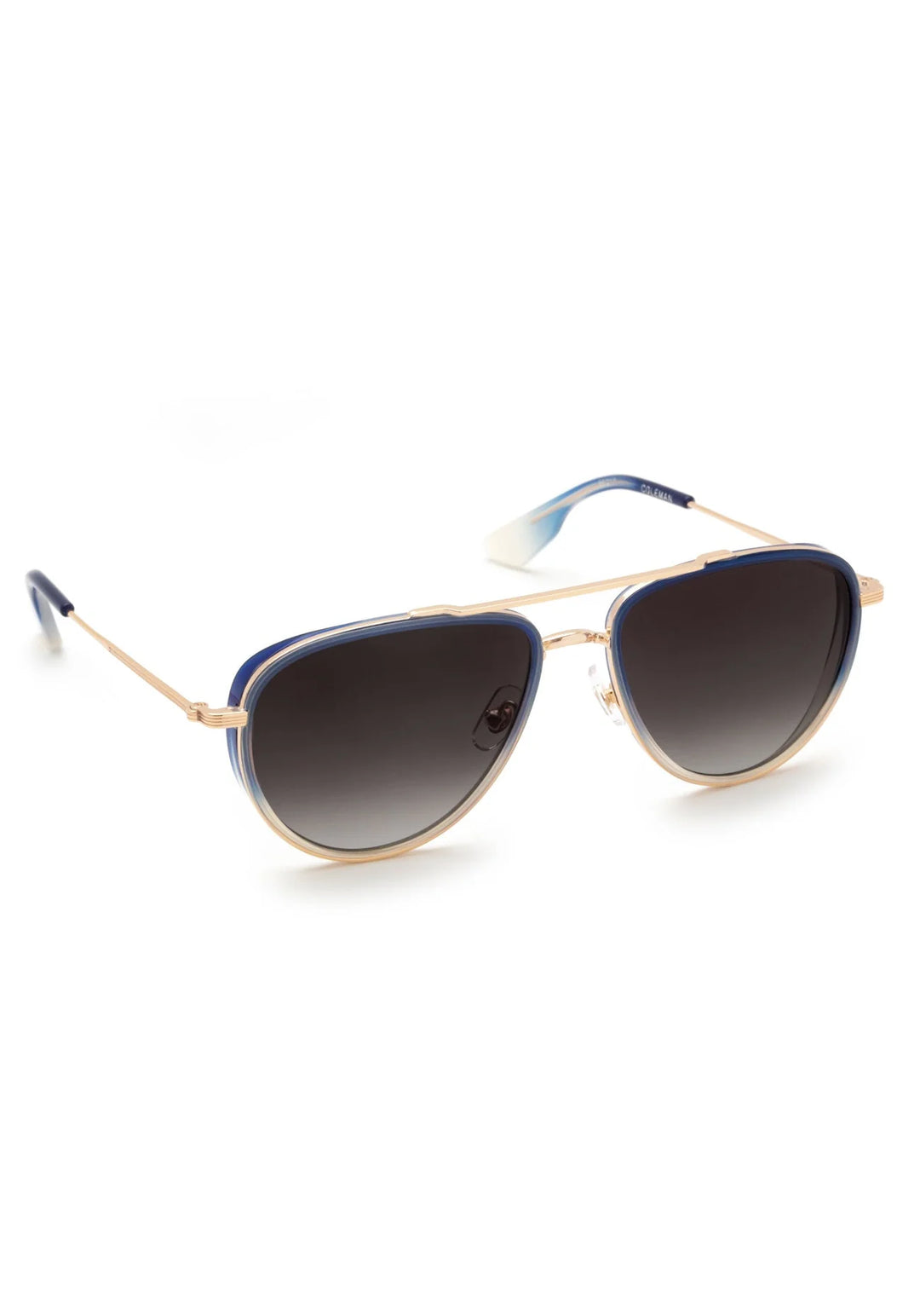 Krewe Coleman Sunglasses In 18K + Matte Indigo Fade + Gravity