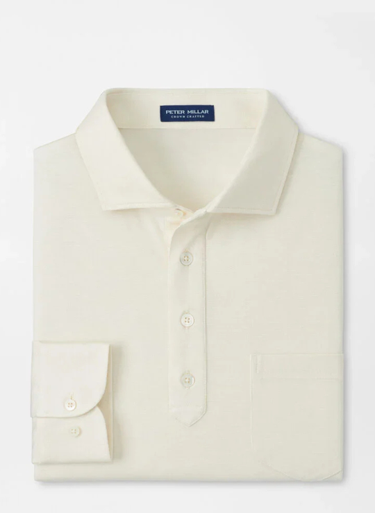 Landon Long Sleeve Polo In Almond