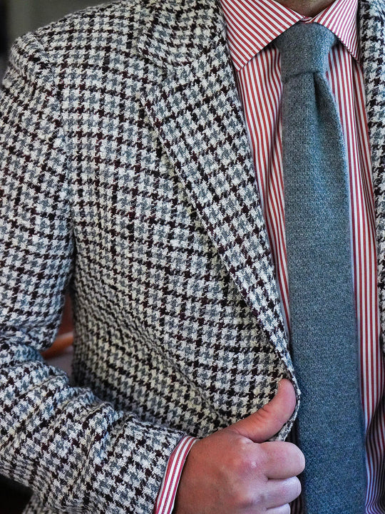 Maroon & Grey Houndstooth Soft Jacket