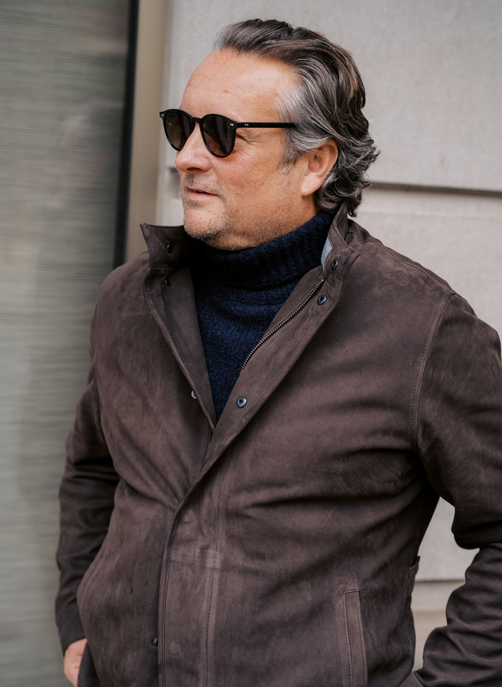 Stenströms Navy Chunky Merino Wool Roll Neck Sweater