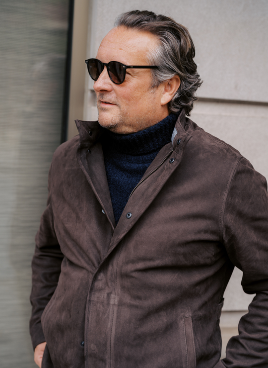 Stenströms Navy Chunky Merino Wool Roll Neck Sweater