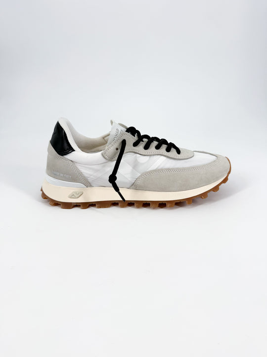 VELOCE Sprint White & Black Nylon and Leather Sneaker