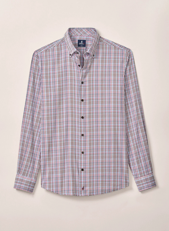 Johnnie-O Adelson Performance Button Down Shirt In Coffee