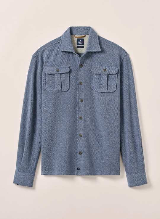 Johnnie-O Carl Stretch Knit Flannel Lodge Shirt In Laguna Blue