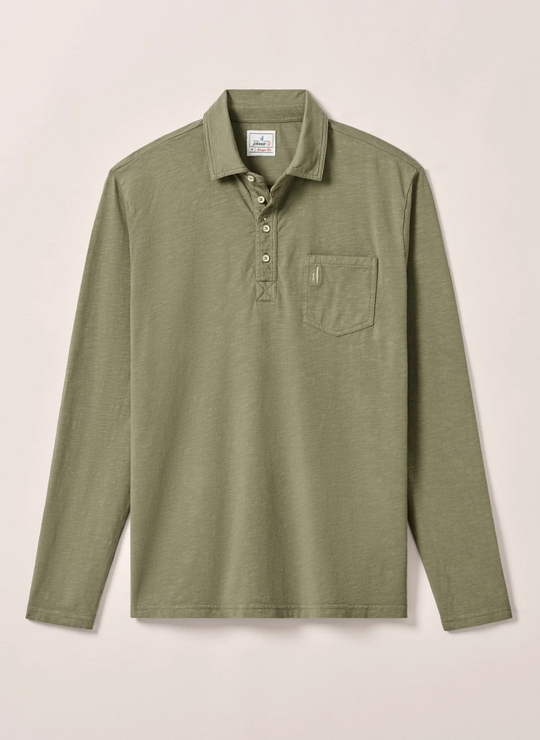 Johnnie-O Coastal Wash Long-Sleeve Original 4-Button Polo In Agave Wash