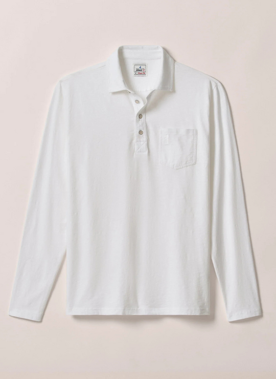 Johnnie-O Coastal Wash Long-Sleeve Original 4-Button Polo In White