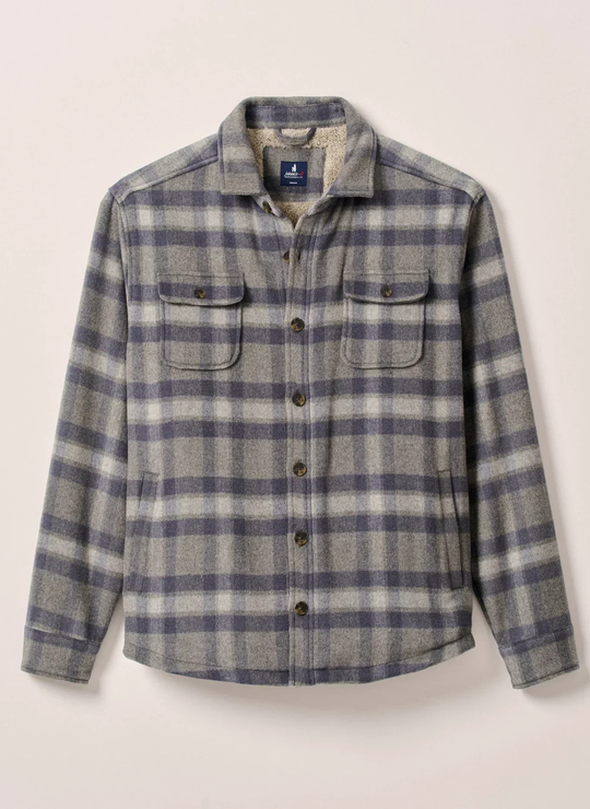 Johnnie-O Hassler Cashmere Blend Sherpa-Lined Shacket Light Gray