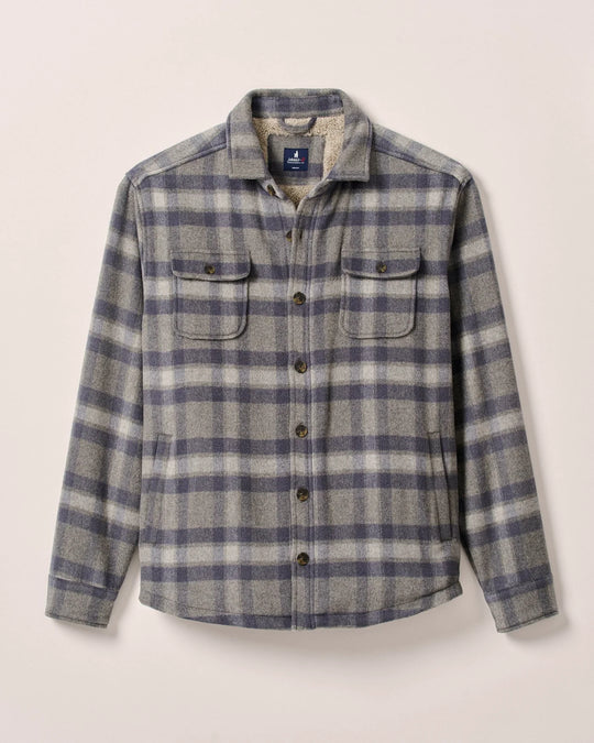 Johnnie-O Hassler Cashmere Blend Sherpa-Lined Shacket Light Gray