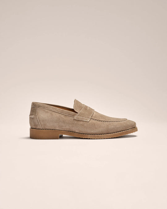 Johnnie-O J-Flex Suede Penny Loafer In Stone