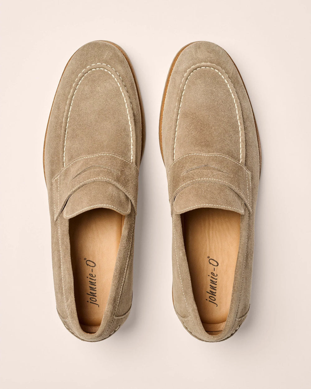 Johnnie-O J-Flex Suede Penny Loafer In Stone