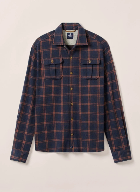 Johnnie-O Judah Stretch Knit Flannel Lodge Shirt In Coffee