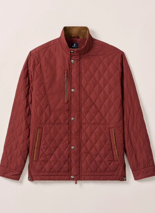Johnnie-O Juno Quilted Snap Jacket In Dark Maroon