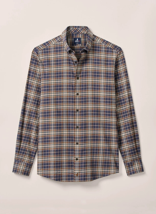 Johnnie-O Kamper Performance Flannel Button Down Shirt In Charcoal