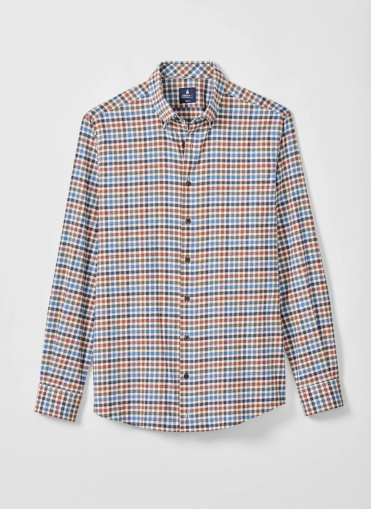 Johnnie-O Krause Performance Flannel Button Down Shirt In Harvest